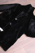  Black Sheared beaver  Fur Trench Coat With Notched Collar Sizes M/L