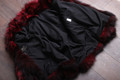 Men's Burgundy Red Fox Fur Coat Shawl Collar  All Sizes