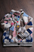  Multicolor Mink  Fur Bomber Jacket Errika Sizes S/M