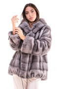 Sapphire Hooded Mink Fur Jacket xs-s-m