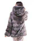 Sapphire Hooded Mink Fur Jacket xs-s-m