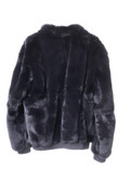 Black Rex Rabbit Fur Bomber Jacket Reversible