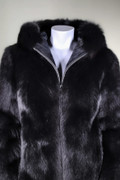  Black Fox Fur Hooded Fur Coat