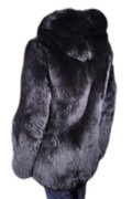  Black Fox Fur Hooded Fur Coat