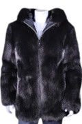  Black Fox Fur Hooded Fur Coat