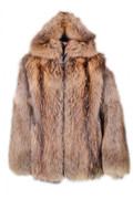  Hooded Fin Raccoon Fur Coat  