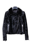 Black Unisex Persian Mink Fur Biker  Jacket 