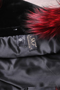 Black Sheared Mink Fur Coat Fox Collar