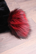 Black Sheared Mink Fur Coat Fox Collar