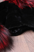 Black Sheared Mink Fur Coat Fox Collar