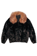 Black Mink Bomber  Jacket Fox Collar