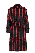 Red  Long Rex Chinchilla Trench Coat