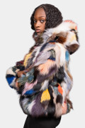 Multicolor  Fox Fur Jacket Iris