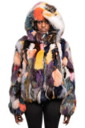 Multicolor  Fox Fur Jacket Iris