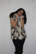 Blue Fox Fur Vest Hooded