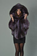 purple raccoon fur cape hooded