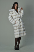 white rex fur coat hooded