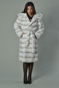 White Rex Fur Coat Hood and Belt