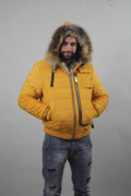Yellow Reversible Fox Fur Lined Hooded Parka