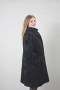  Black Swakara Lamb Fur Coat 3/4 length