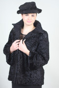 Black Swakara Lamb Fur Coat