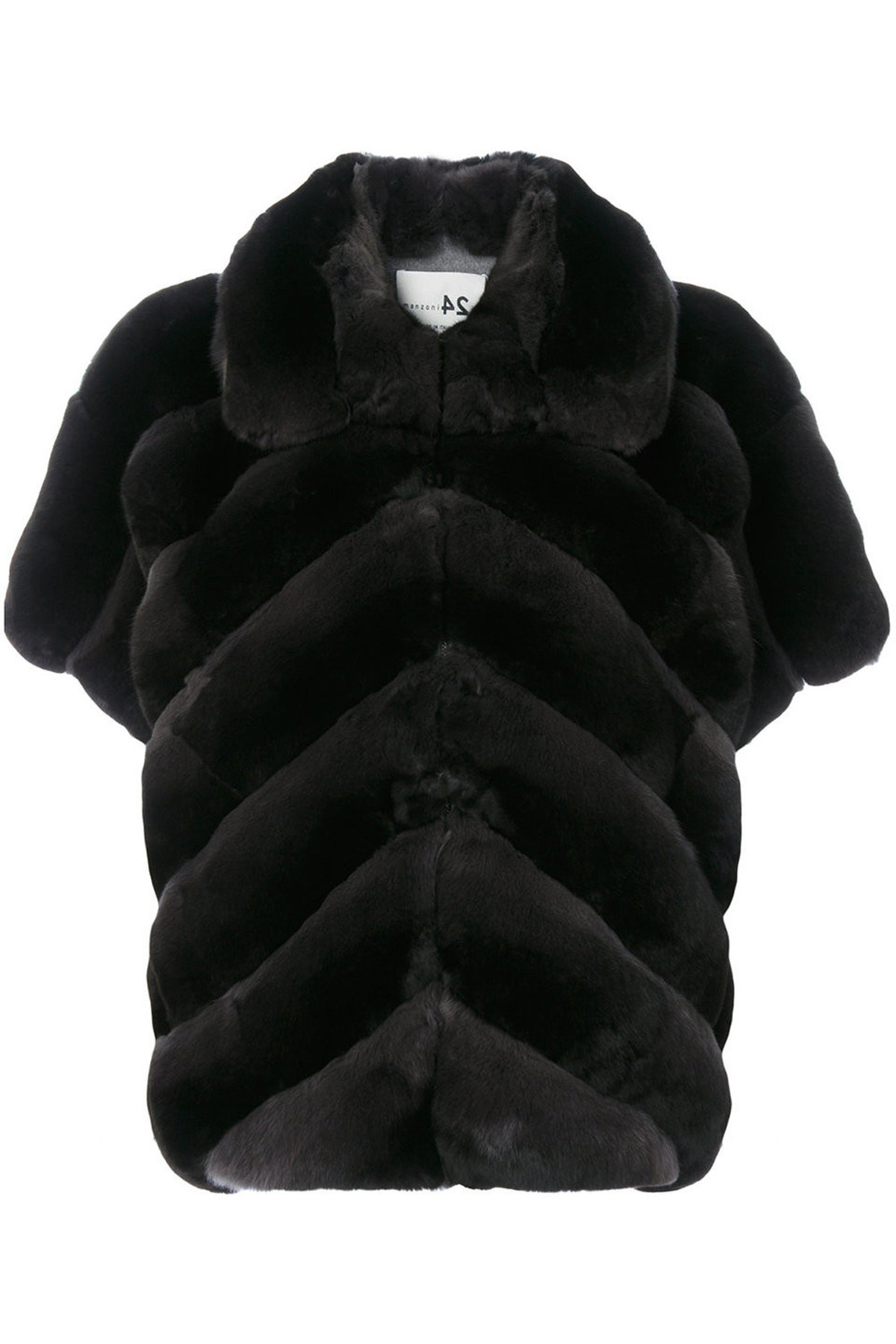 Black Chinchilla Fur Jacket Short Sleeves SKANDINAVIK FUR
