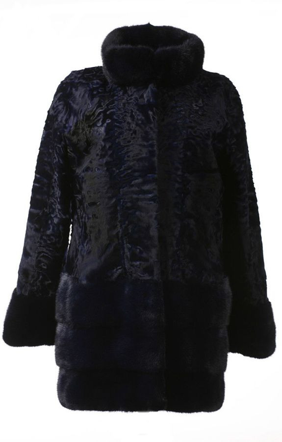Blue Black Swakara Lamb Fur Coat Northern Star | SKANDINAVIK FUR