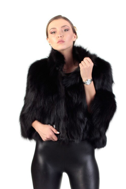 Short Black Fox Fur Jacket | SKANDINAVIK FUR