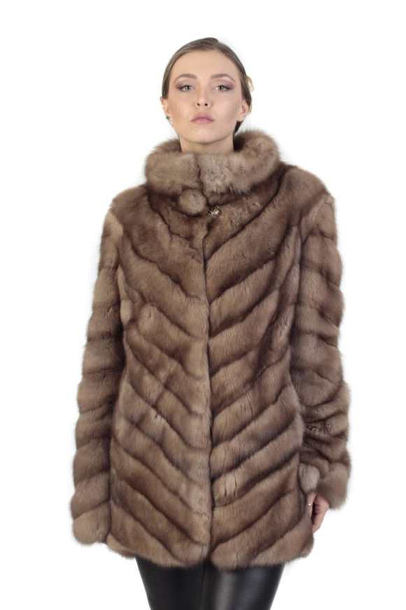 Diagonal Sable Fur Coat | SKANDINAVIK FUR