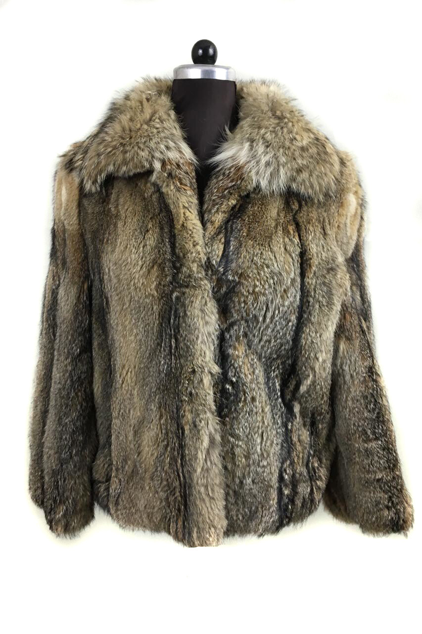 Men's Lynx Fur Coat With Fin Raccoon Collar Halfskins