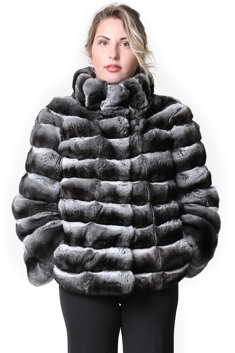 Chinchilla Fur Coat Bell Bottom Sleeves | SKANDINAVIK FUR