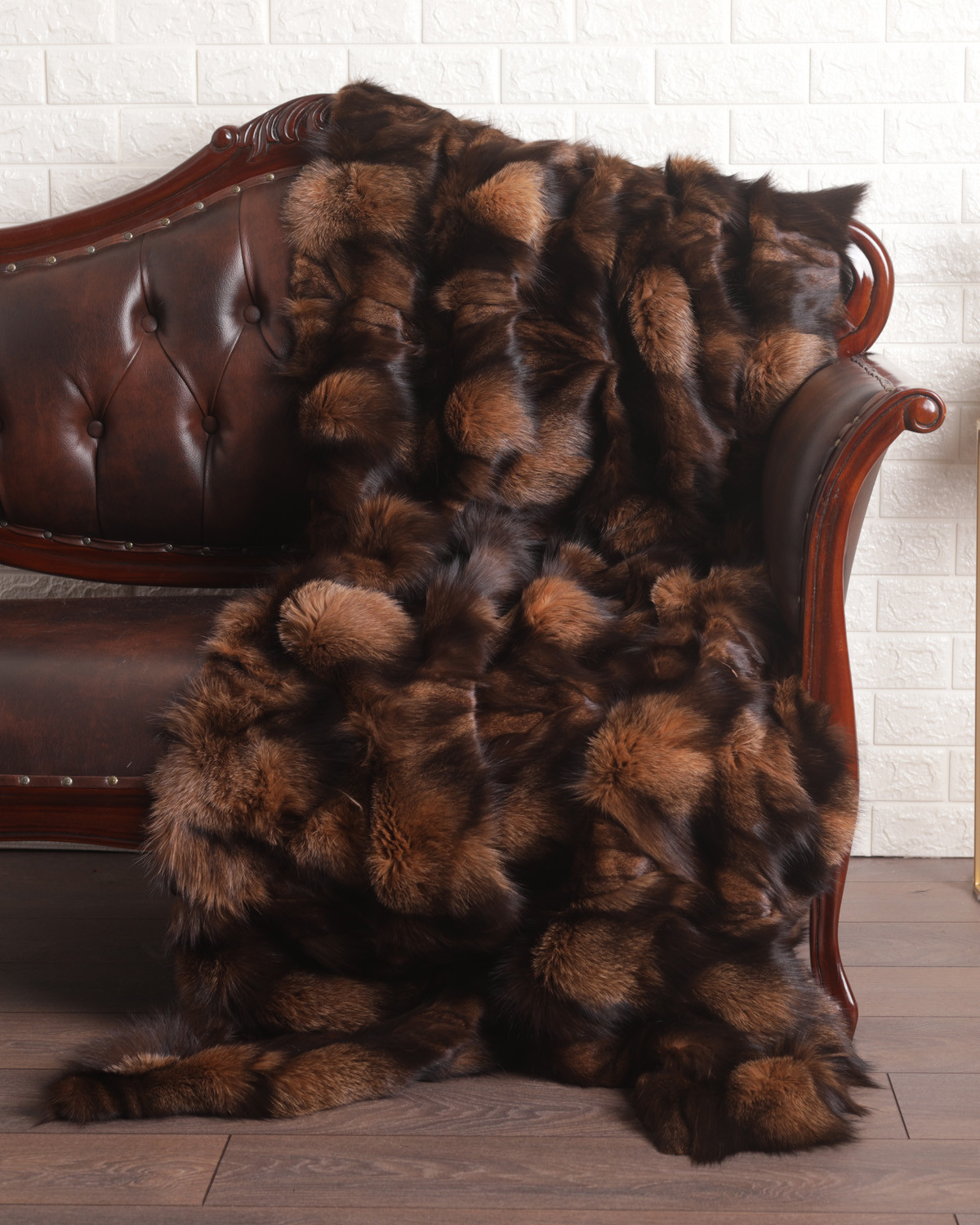 Dual Tone Brown Fox Fur Fur Blanket Throw Cover | SKANDINAVIK FUR
