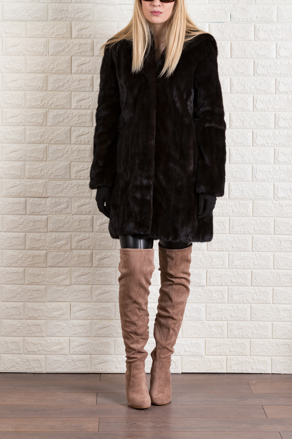 Mahogany Hooded Fully Let out Mink Fur Coat| SKANDINAVIK FUR