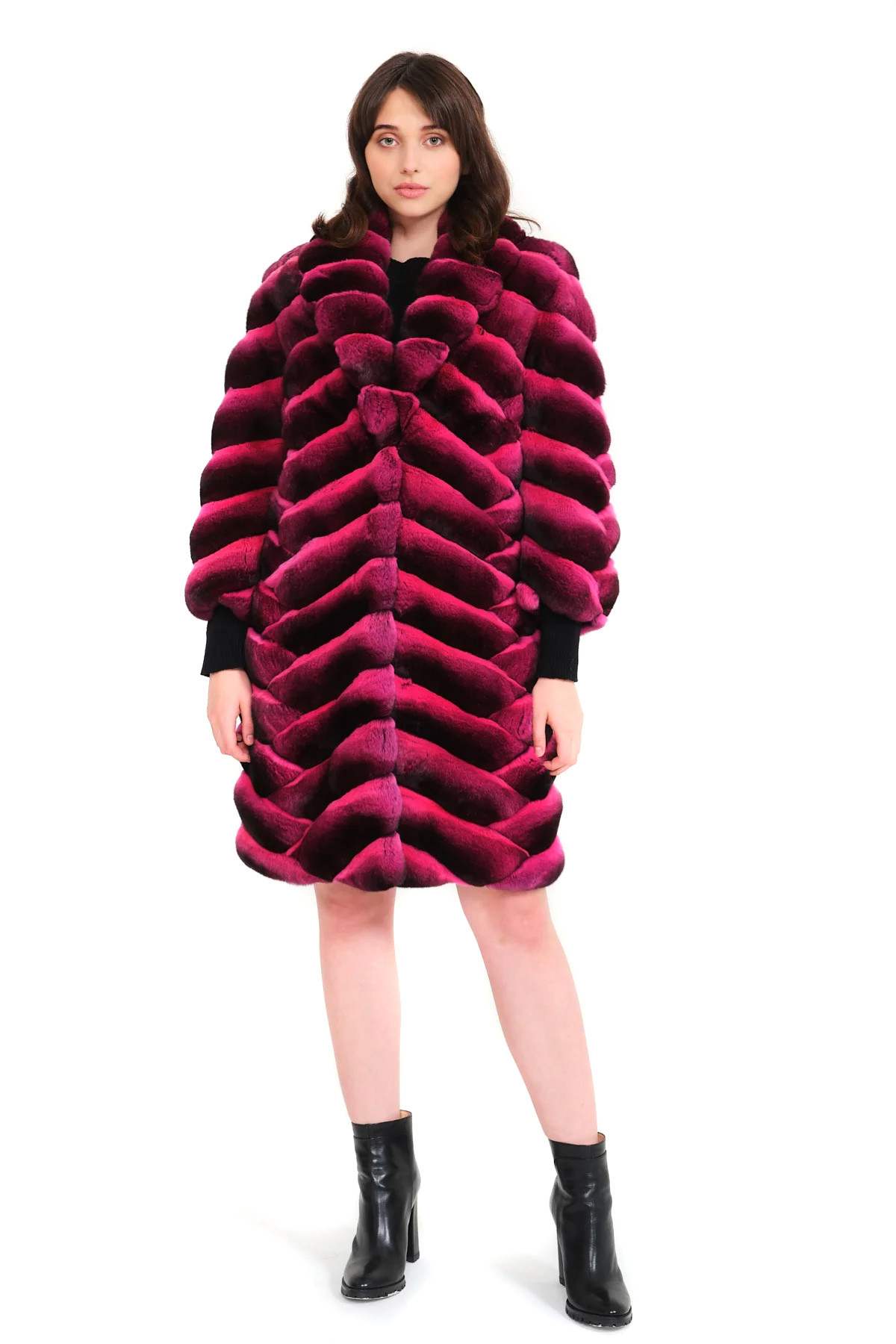 pink Chinchilla Coat Vienna| SKANDINAVIK FUR
