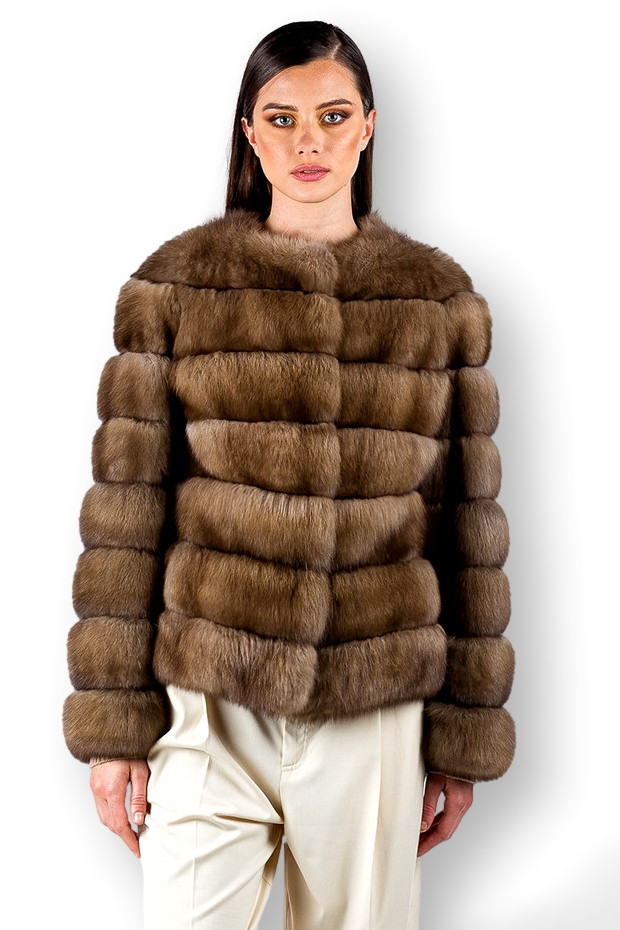 Sable Fur Coat Juta Collarless Straight Cut | SKANDINAVIK FUR