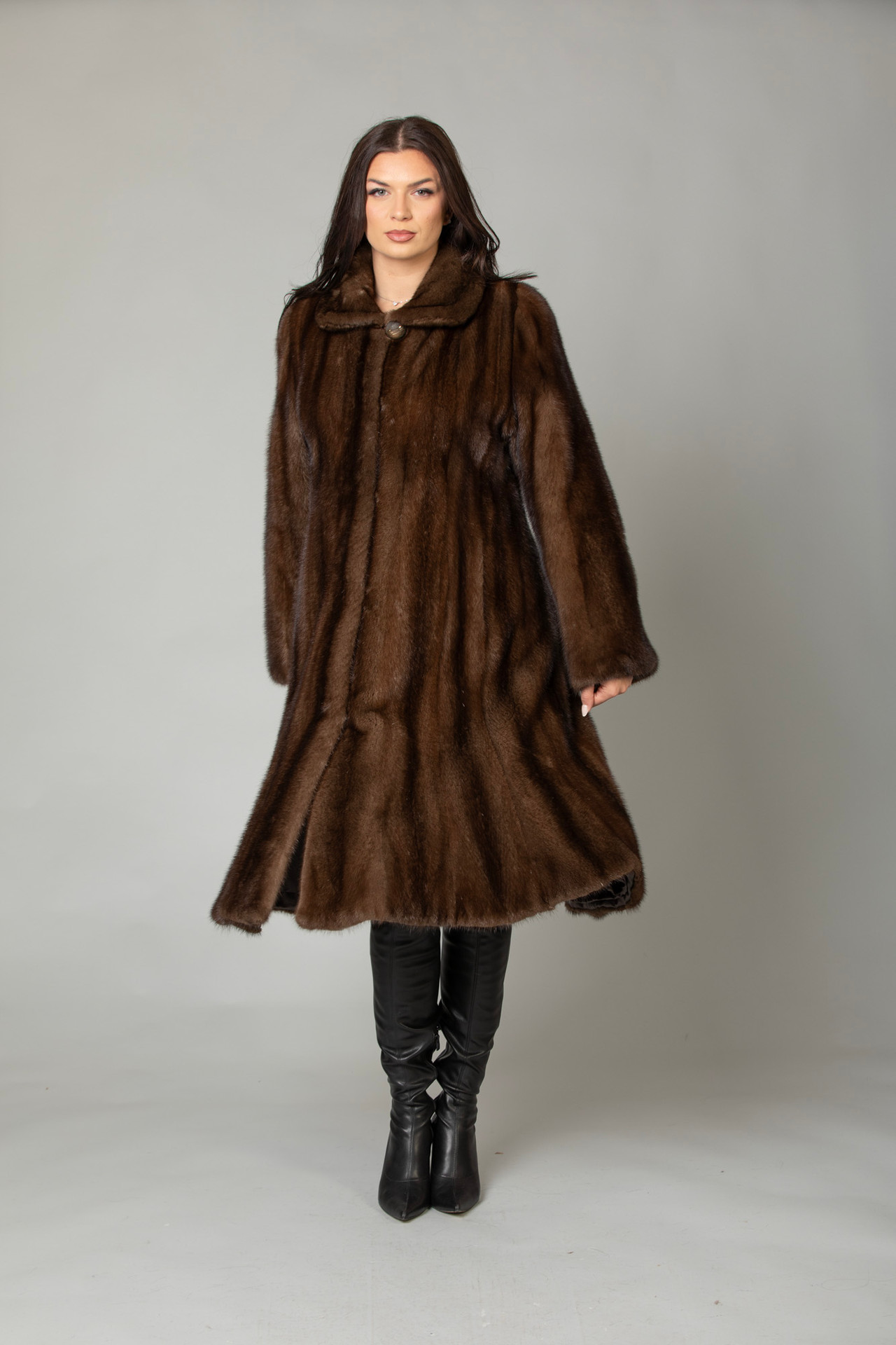 Fully Let Out Mink Fur Coat Mahogany Tapered Waist | SKANDINAVIK FUR