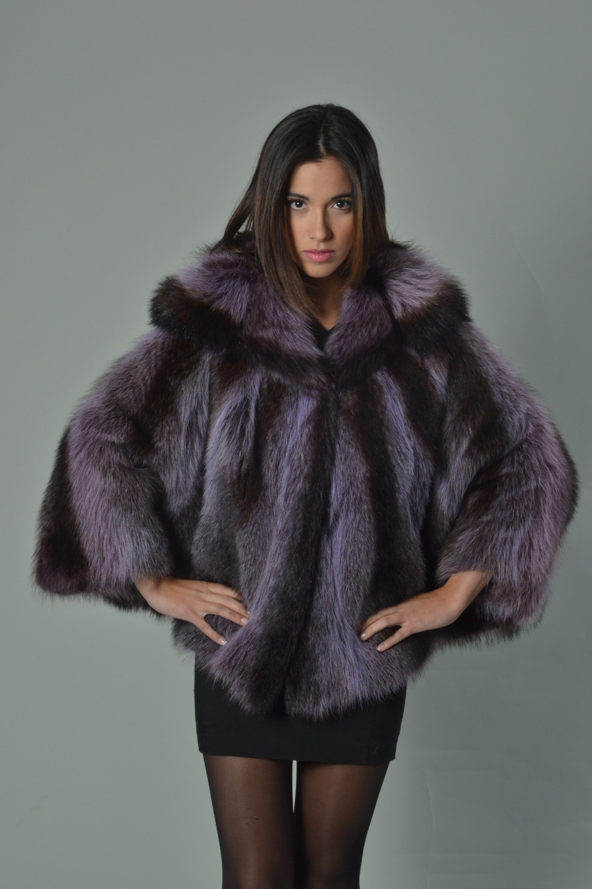 Purple Raccoon Fur Cape | SKANDINAVIK FUR