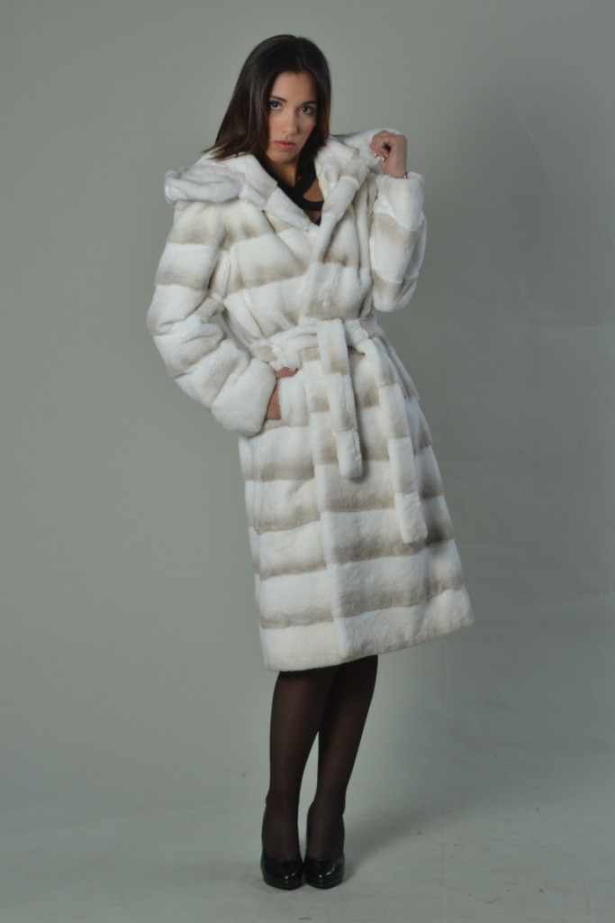 White Rex Fur Coat Hood and Belt | SKANDINAVIK FUR