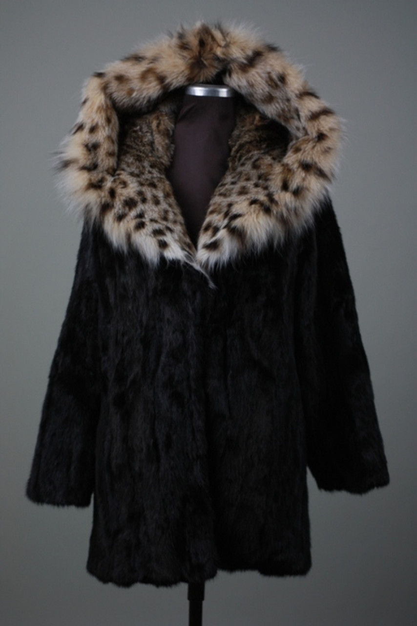 Black Let Out Mink With Lynx Cobra Hood | SKANDINAVIK FUR