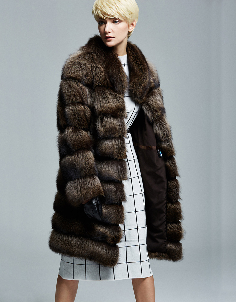 Panelled Sable Fur Coat | SKANDINAVIK FUR
