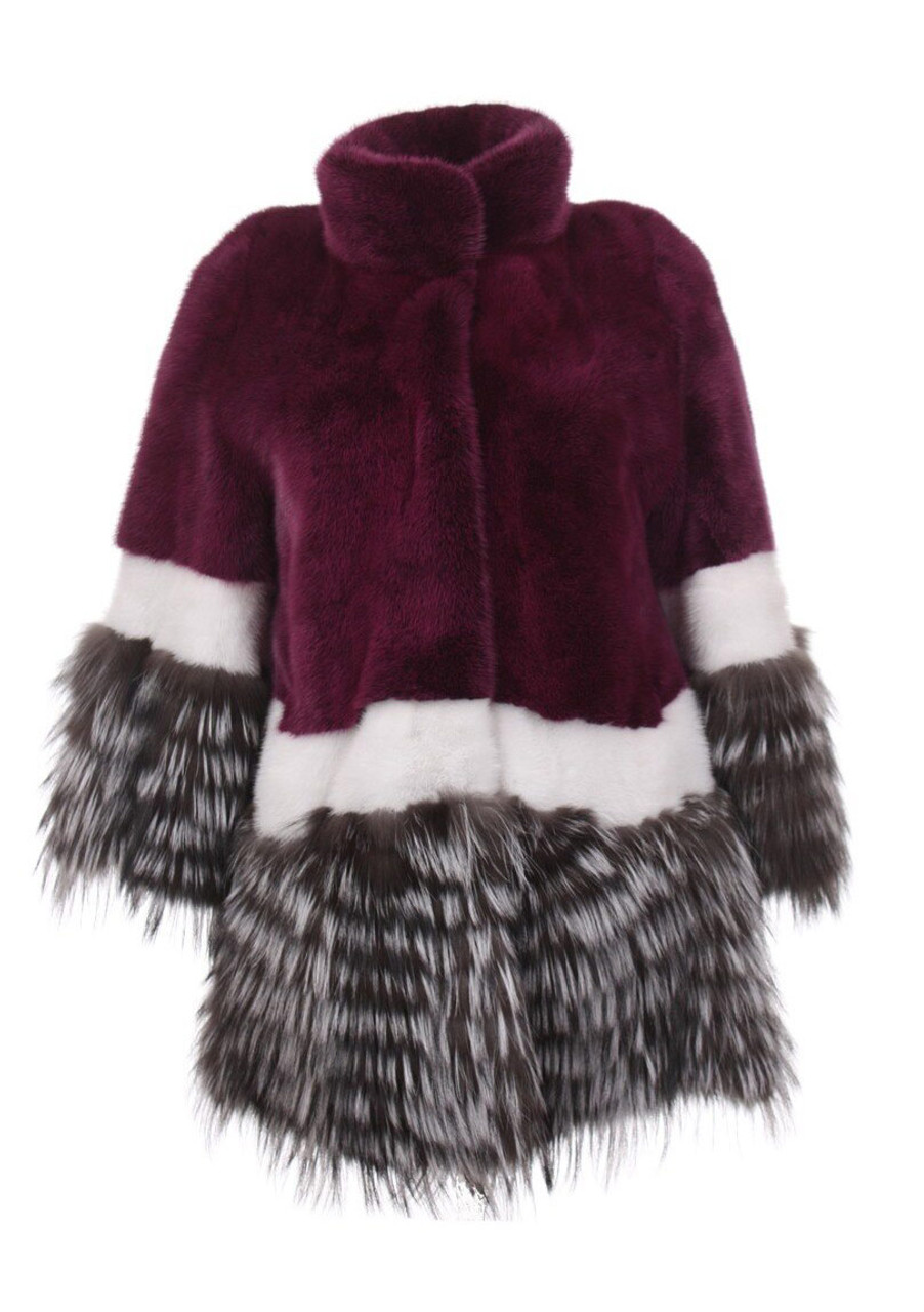 Purple White Silver Mink Fox Fur Coat | SKANDINAVIK FUR