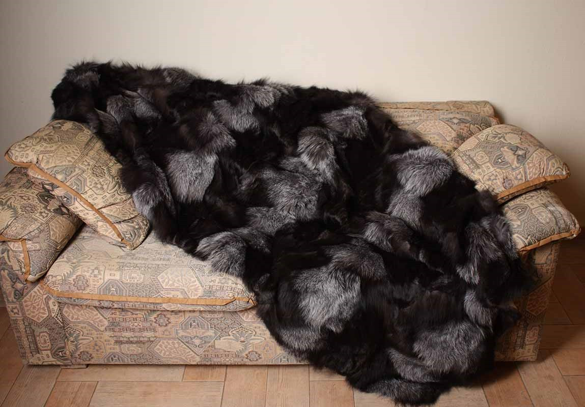 Silver Fox Fur Blanket Throw SKANDINAVIK FUR