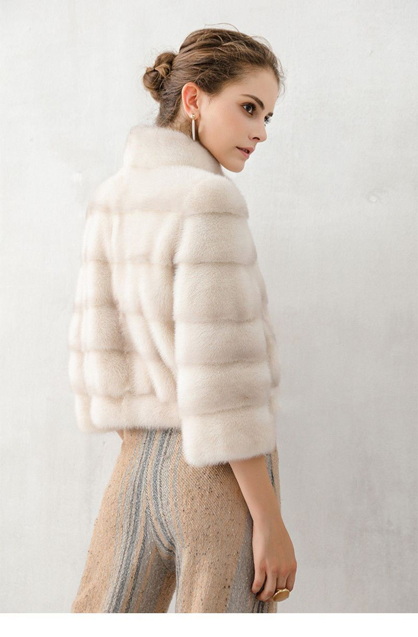 Beige And Green Mink Fur Coat Color Mink SAGA fur coat Full Skin MEXA ...