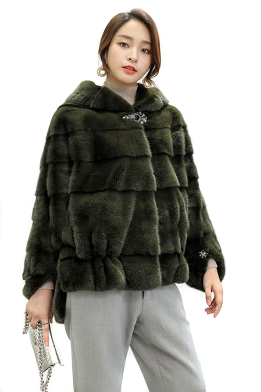 Mink Fur Coat Saga Fur Coat Full Skin Hooded Mexa Zeus