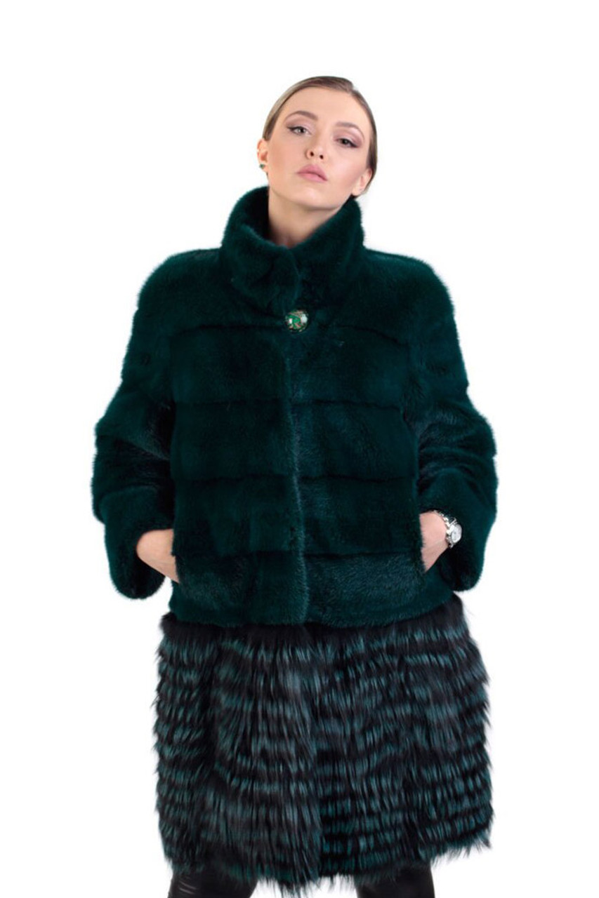 Winter Parka Mink Liner Men's Whole Mink Mid-Length Detachable Fur Coat Fox  Fur Long below the Knee Overcoat