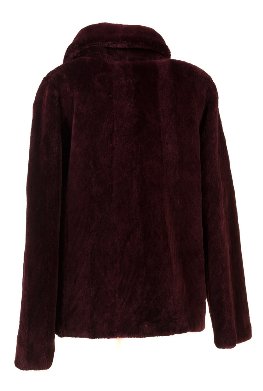 Burgundy Sheared Biker Beaver Fur Coat | SKANDINAVIK FUR