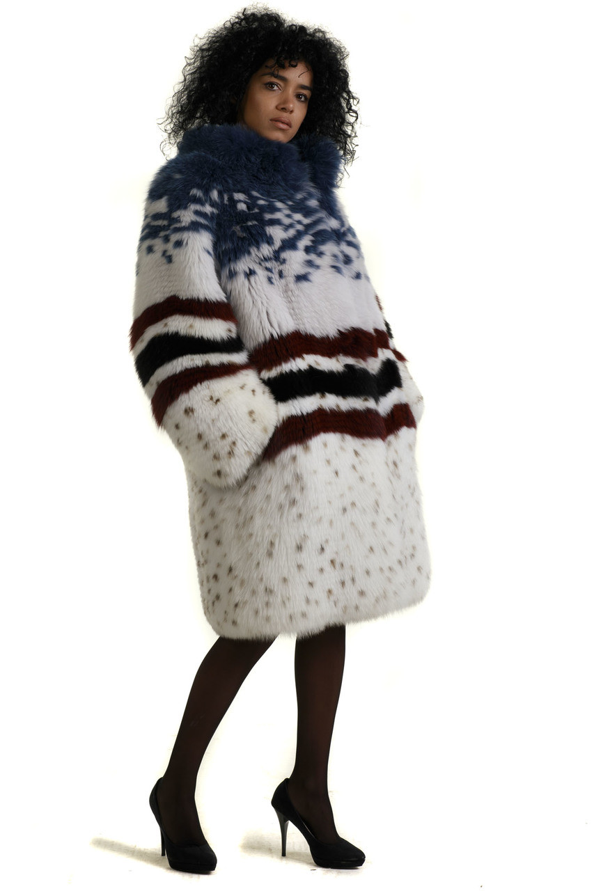 Multicolor Fox Fur Coat Firenze | SKANDINAVIK FUR