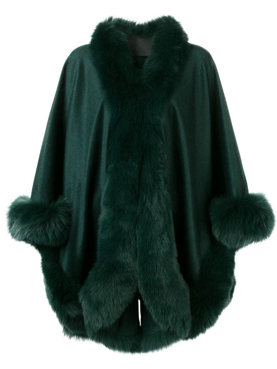 green fur cape