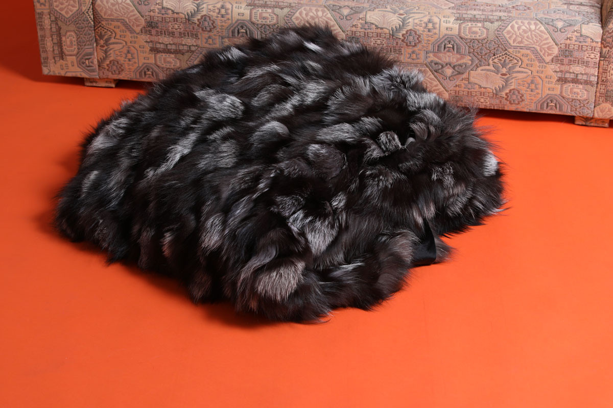 Silver Fox Fur Blanket Throw Mosaic SKANDINAVIK FUR