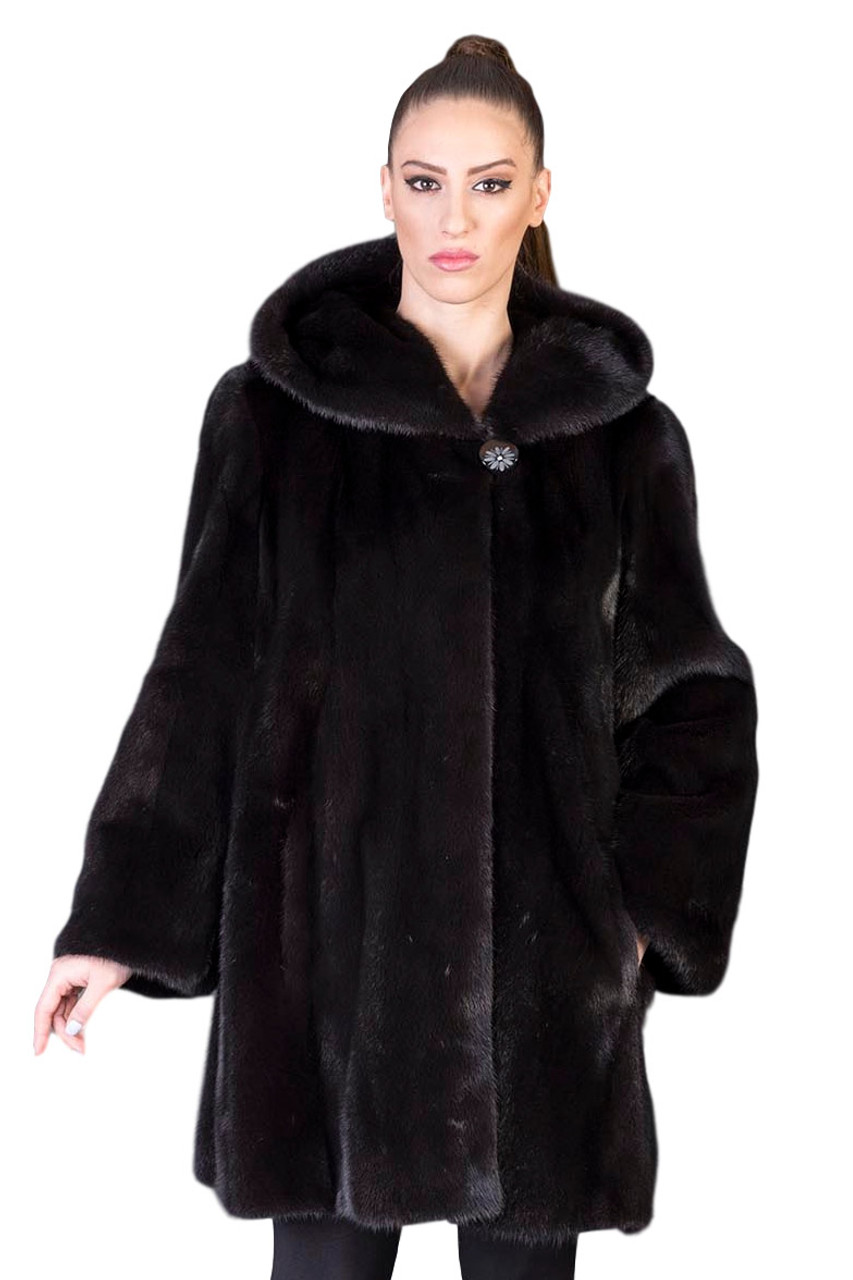 Sheridan Danish Mink Fur Coat with Fox Fur Hood - Pinterest